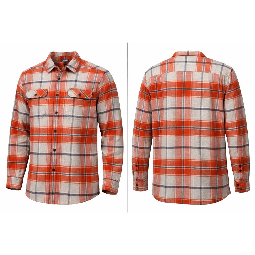 Patagonia FLANNEL Shirt Men Large Plaid Organic L/S Fjord Outdoor FLAP POCKETS